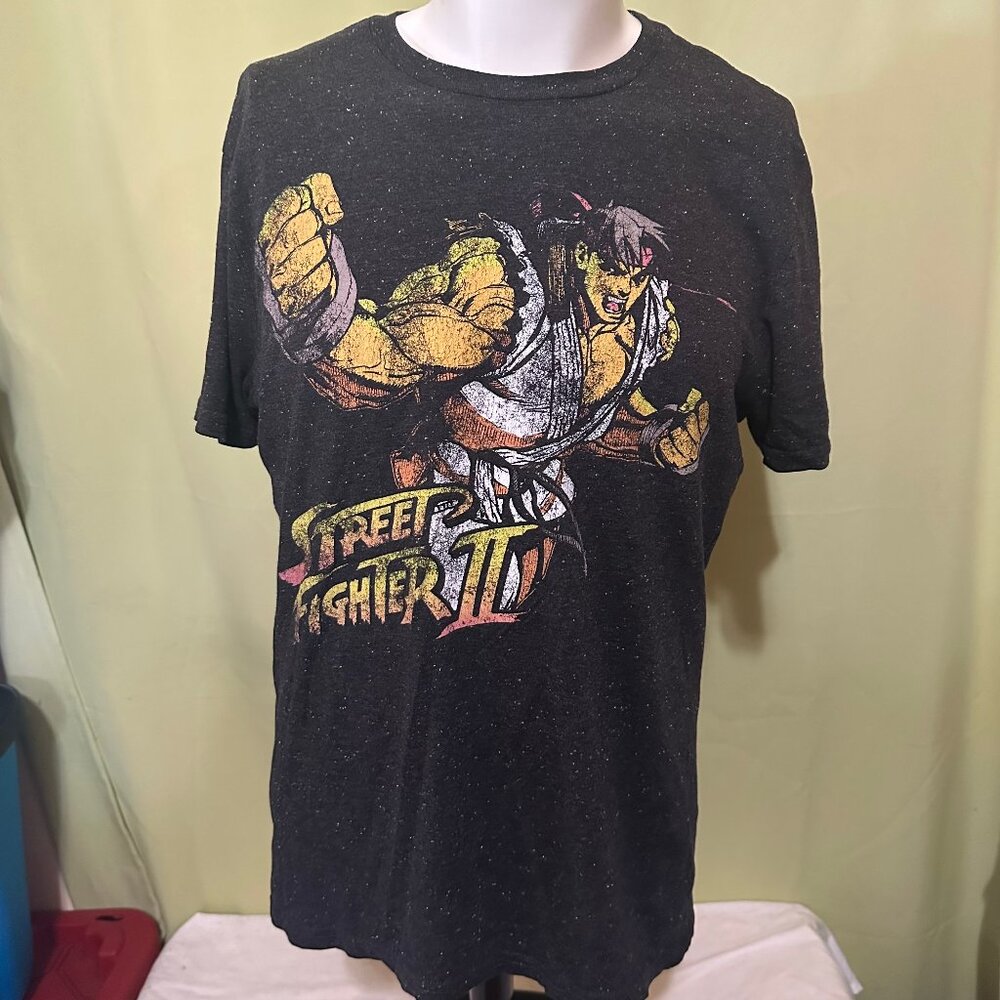 Street Fighter Ken Ryu Men's Dark Gray Black T Shirt Medium M. Bison Zangief Cam